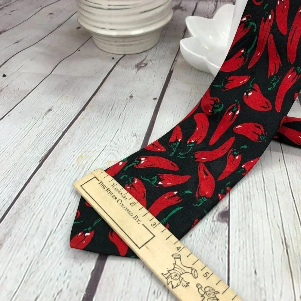 Steven harris hand made tie red chili peppers preppy business office